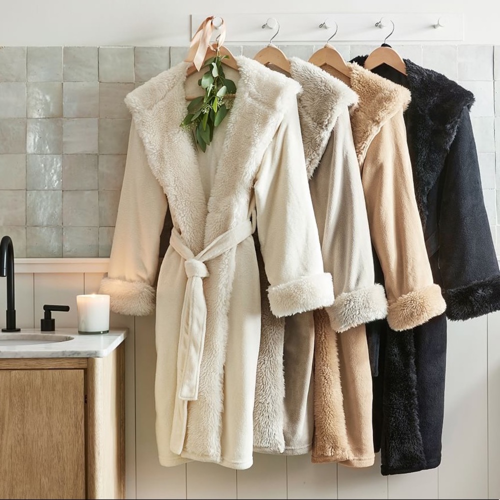 Pottery Barn Faux Shearling Robe Size S